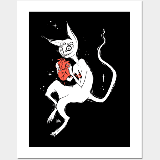 Cute Creepy Monster Cat, Dark Goth Art Posters and Art